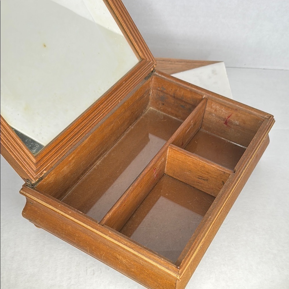 Antique English Victorian Hand Painted Wooden Jewelry Vanity Box - Picture 6 of 13